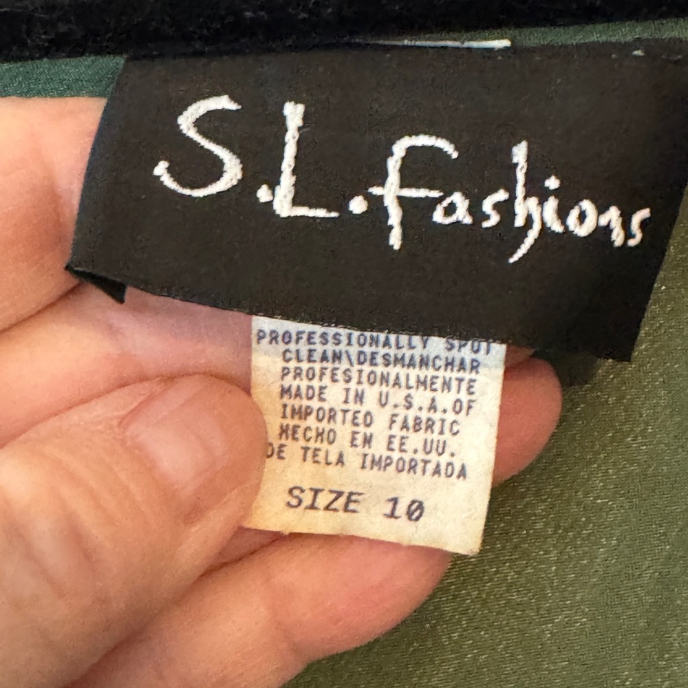 S. L. Fashions Great Gatsby Beaded Black over Green Chiffon Dress - Size 10 EUC - Picture 4 of 6